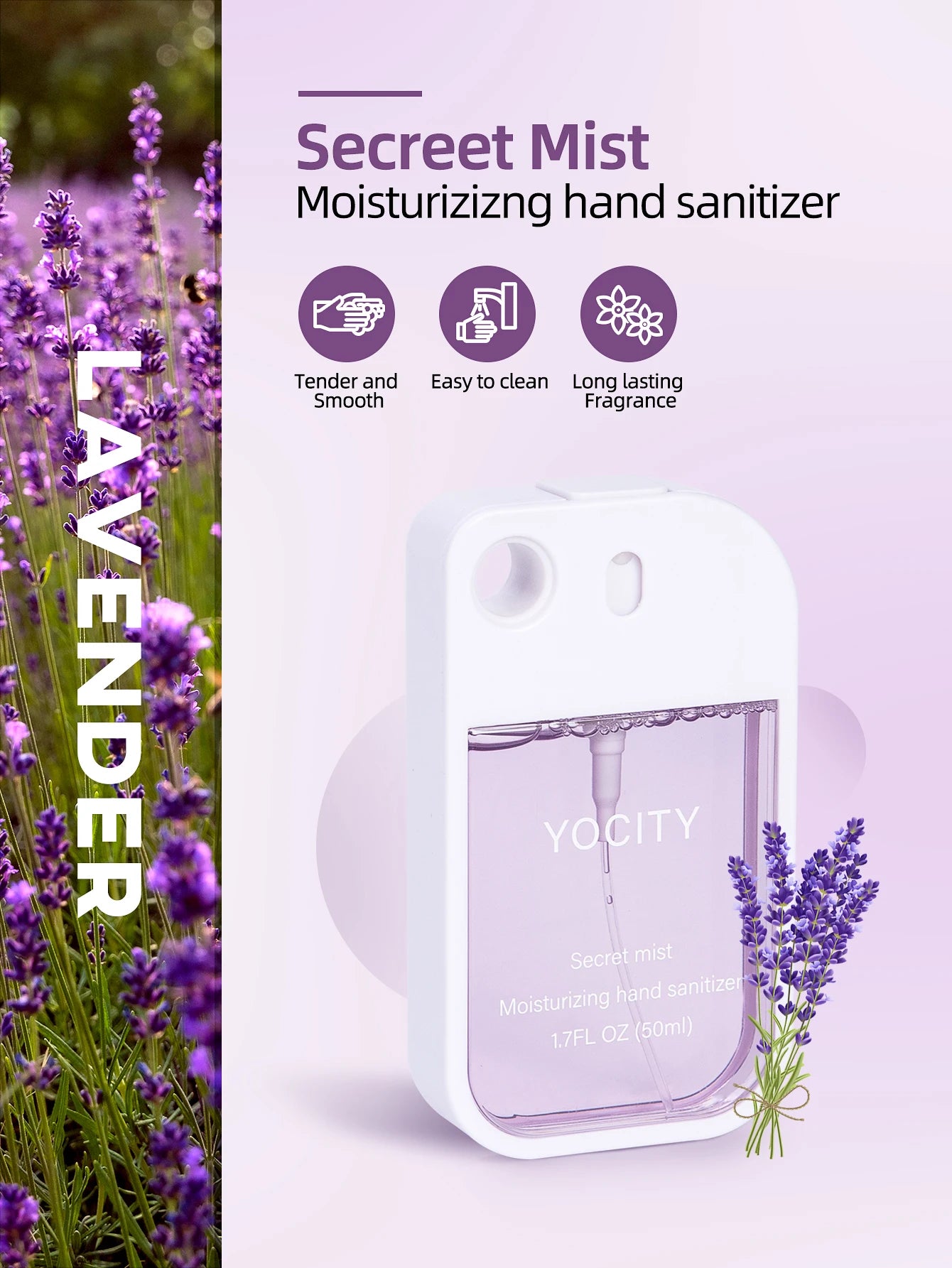 YOCITY Pocket Fragrance Spray — 50ml Aesthetic Hand Sanitizer & Air Freshener