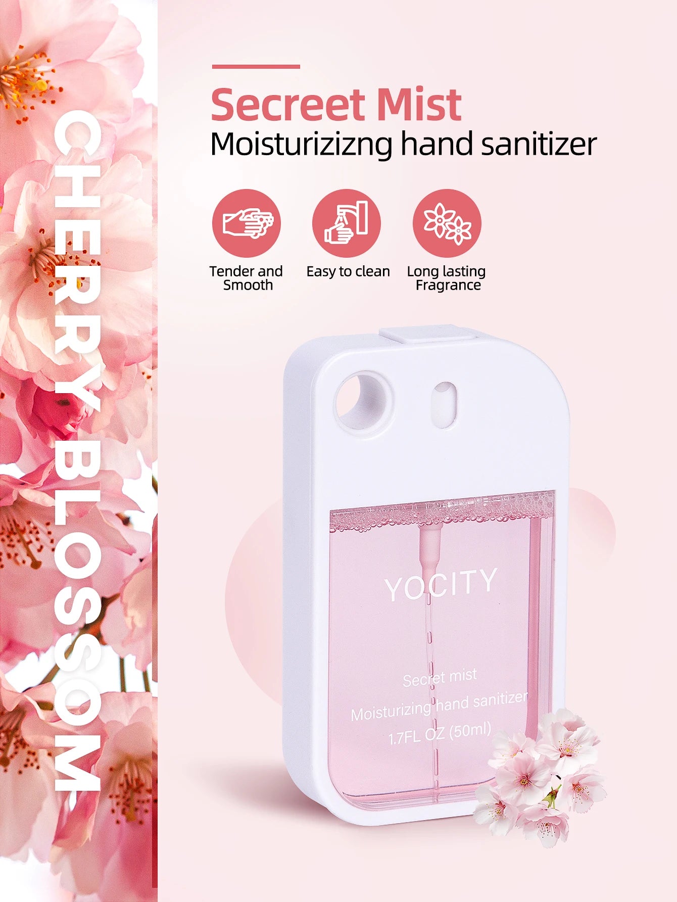 YOCITY Pocket Fragrance Spray — 50ml Aesthetic Hand Sanitizer & Air Freshener