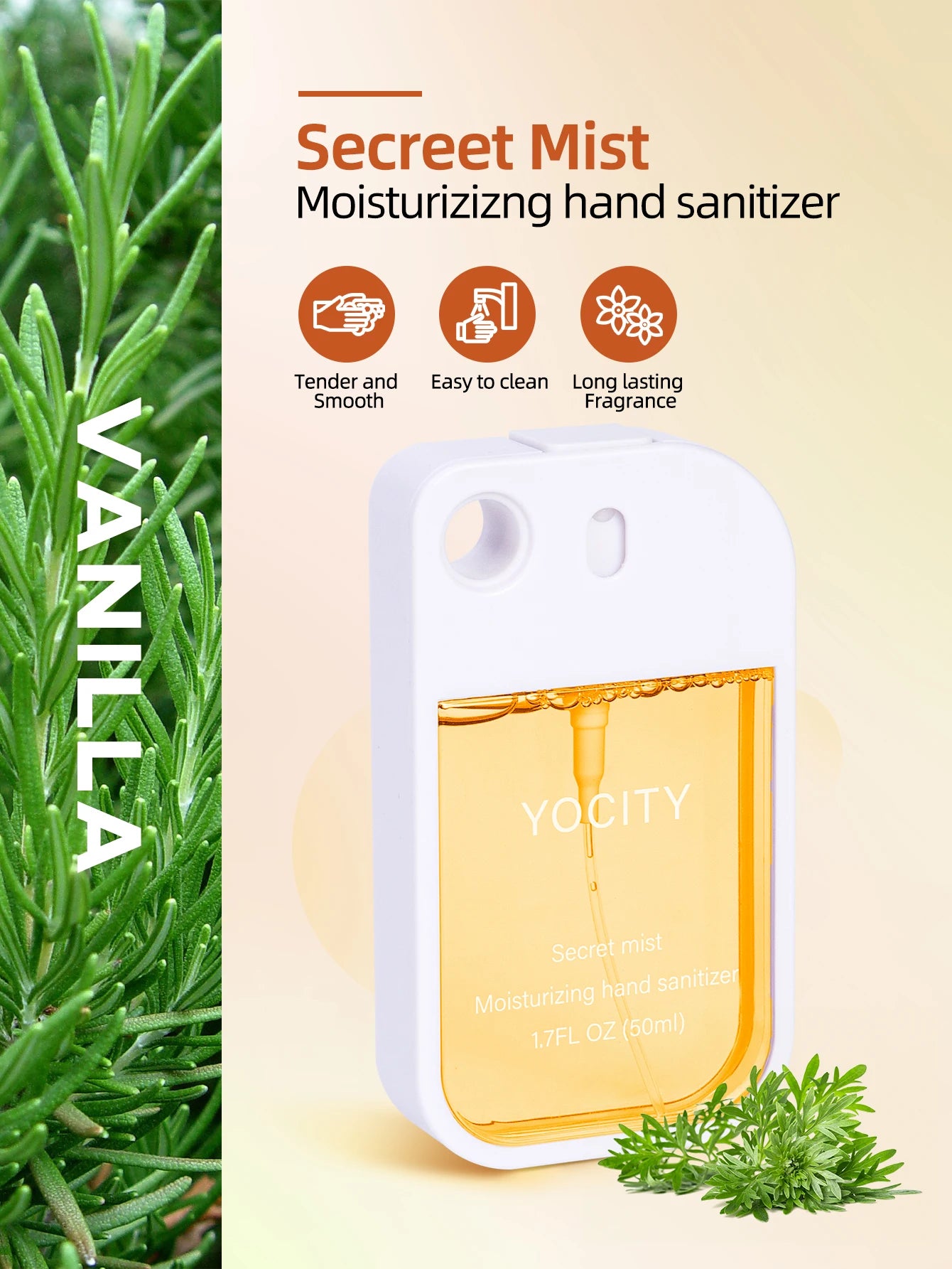 YOCITY Pocket Fragrance Spray — 50ml Aesthetic Hand Sanitizer & Air Freshener