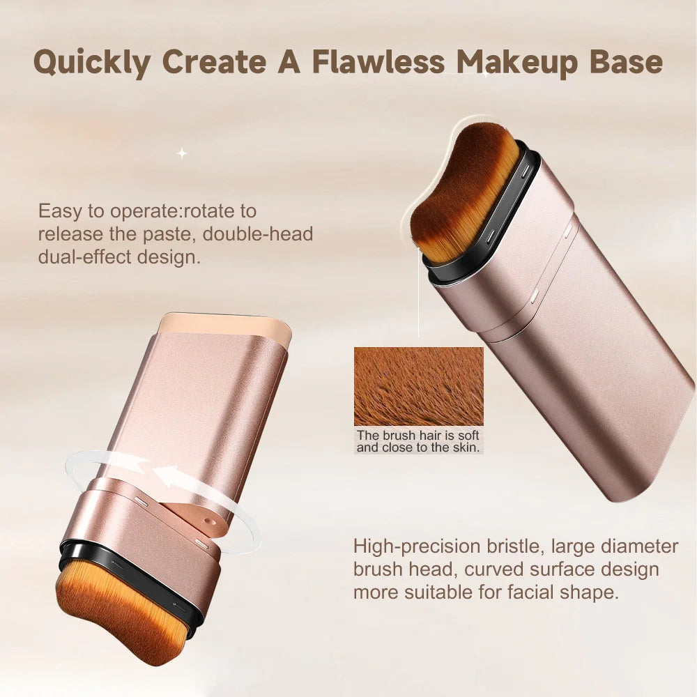 Double-Headed Foundation Stick with Brush — Full Coverage Concealer & Blender