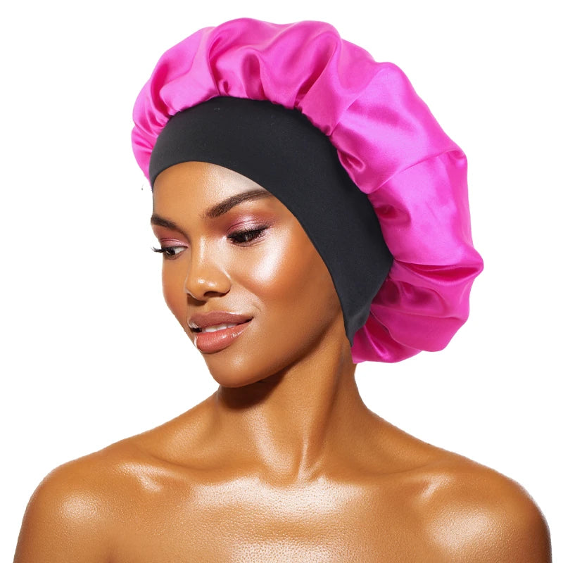 Satin Sleep Bonnet — Wide Brim Hair Care Cap for All Hair Types