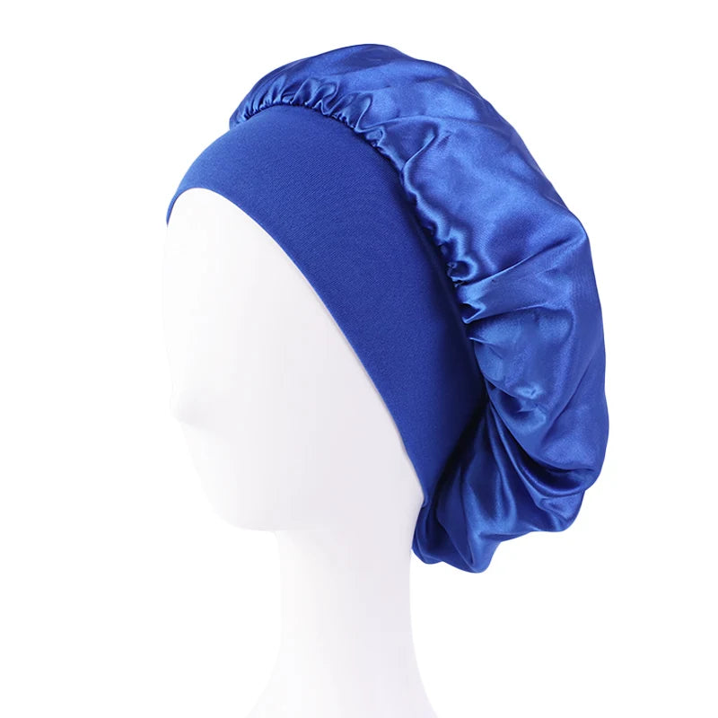 Satin Sleep Bonnet — Wide Brim Hair Care Cap for All Hair Types