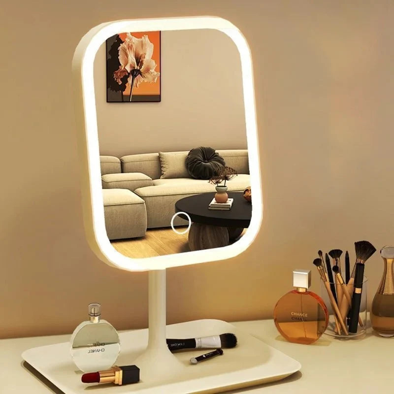 LED Vanity Makeup Mirror — 3-Color Touch Dimming Desktop Mirror