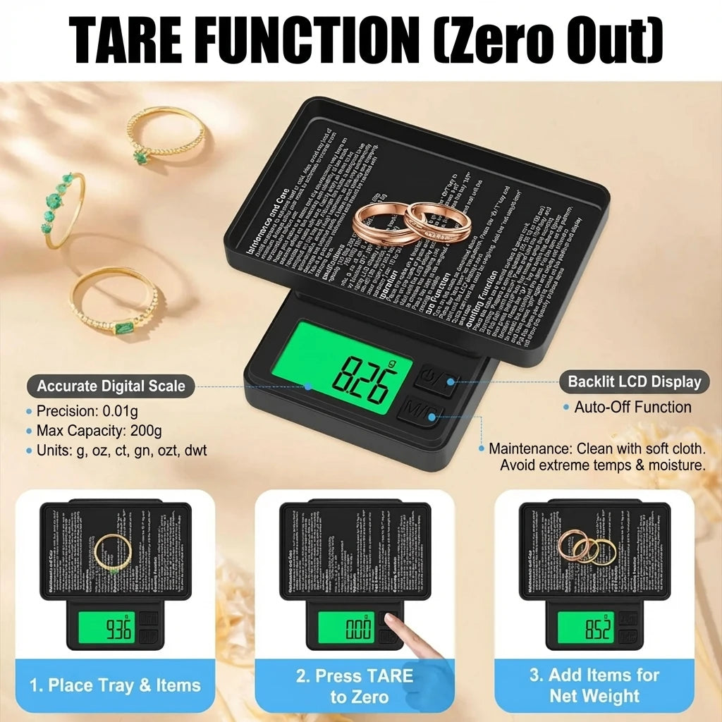 Digital Precision Pocket Scale — Backlit LCD Mini Scale for Jewelry & Food