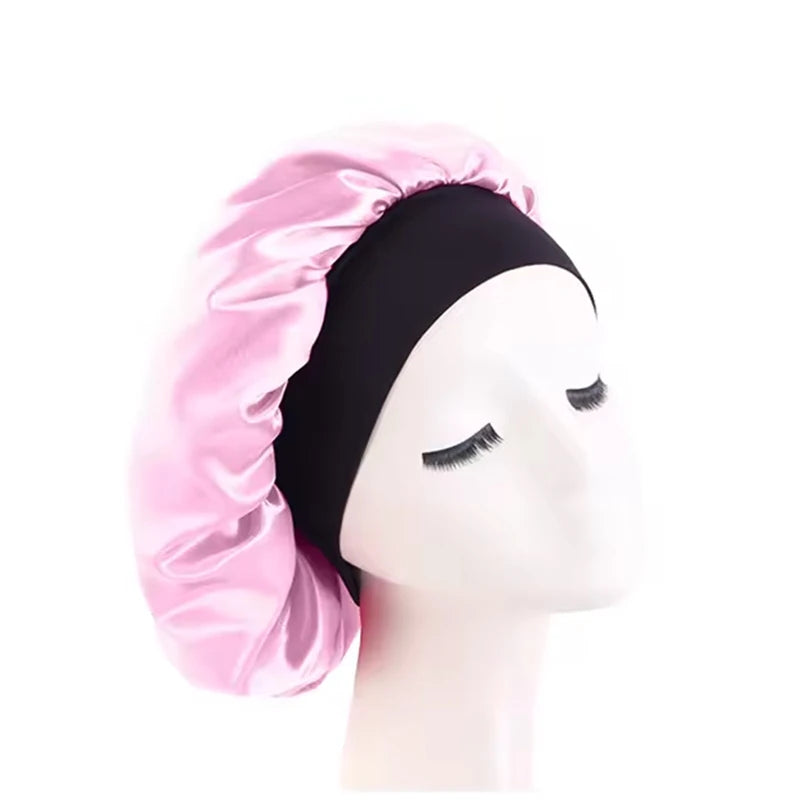Satin Sleep Bonnet — Wide Brim Hair Care Cap for All Hair Types