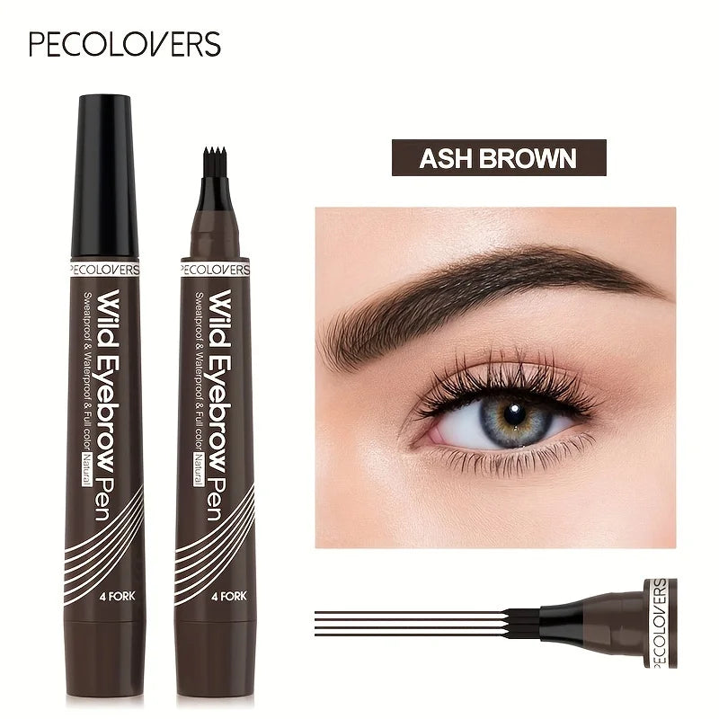 4-Fork Microblading Eyebrow Pen — Waterproof Hair Stroke Brow Tattoo Pencil