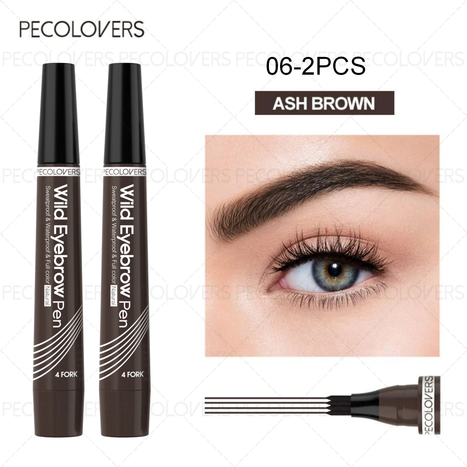 4-Fork Microblading Eyebrow Pen — Waterproof Hair Stroke Brow Tattoo Pencil
