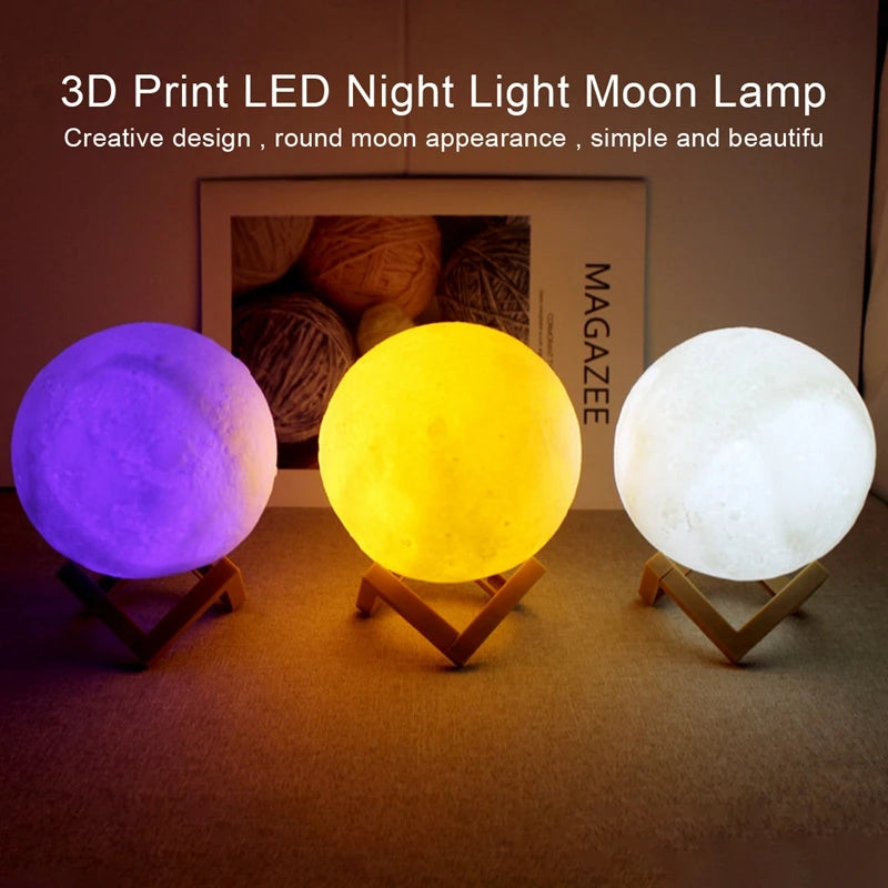 Moon Night Light — 3D LED Galaxy Lamp for Bedroom & Home Décor