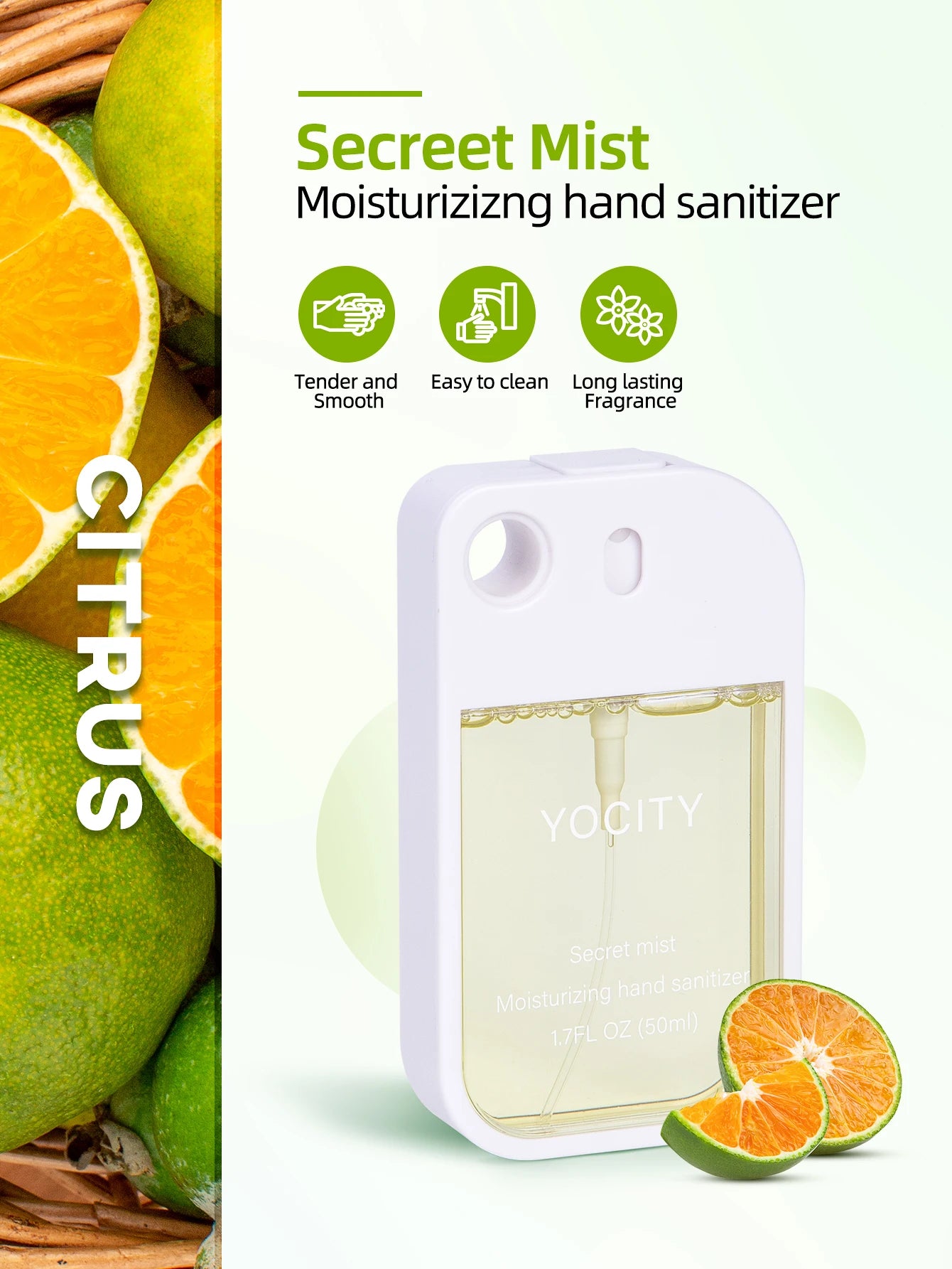 YOCITY Pocket Fragrance Spray — 50ml Aesthetic Hand Sanitizer & Air Freshener