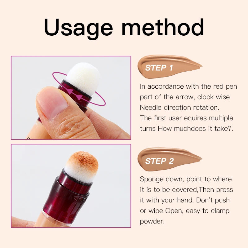 Sponge-Tip Concealer Stick — Full Coverage Liquid Foundation for Dark Circles & Blemishes