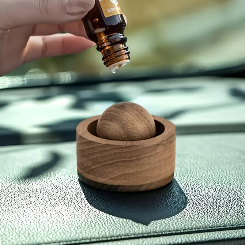 Wooden Essential Oil Diffuser Ball — Natural Car & Home Aromatherapy Decor