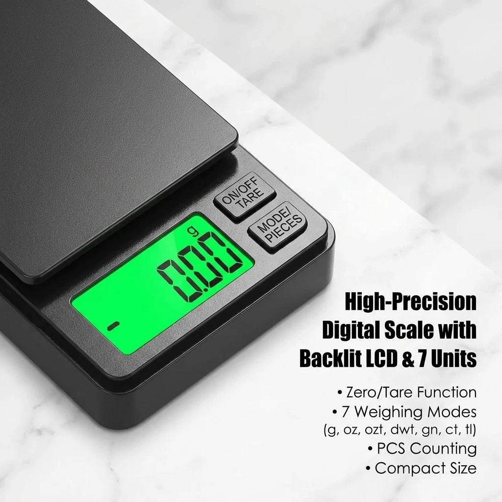Digital Precision Pocket Scale — Backlit LCD Mini Scale for Jewelry & Food