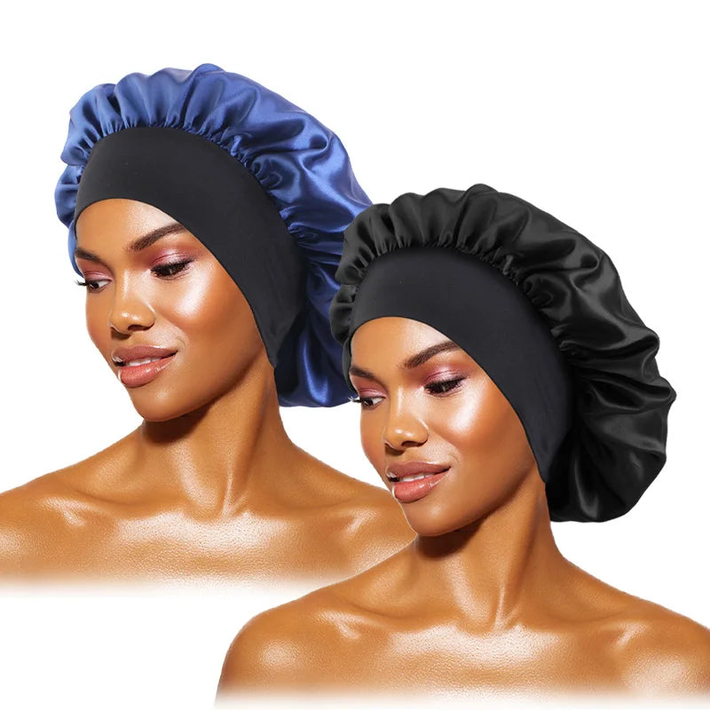 Satin Sleep Bonnet — Wide Brim Hair Care Cap for All Hair Types