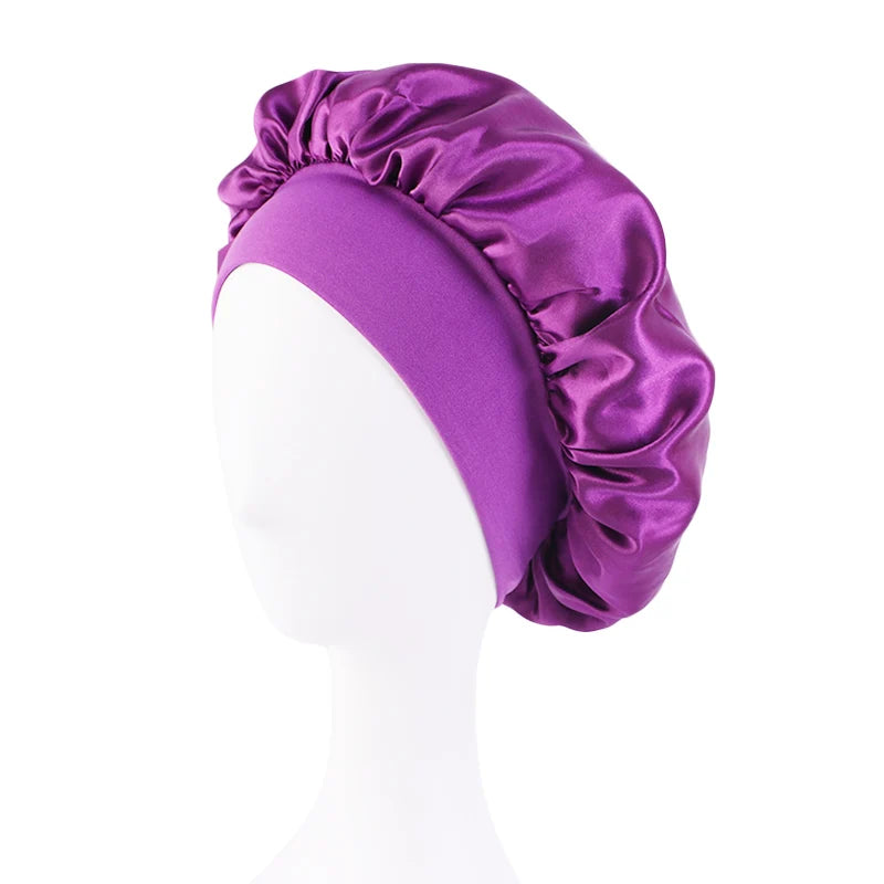 Satin Sleep Bonnet — Wide Brim Hair Care Cap for All Hair Types