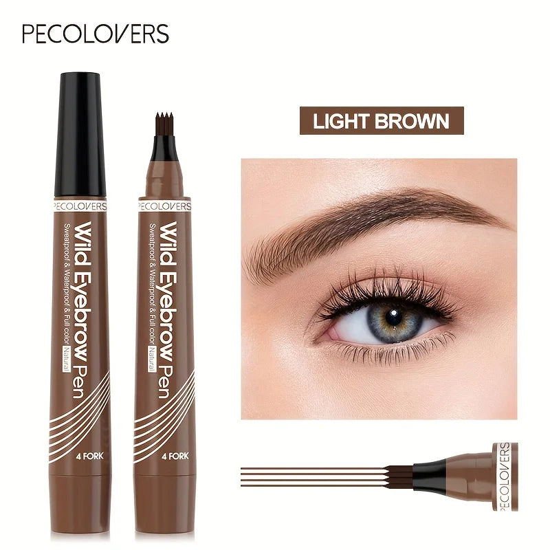 4-Fork Microblading Eyebrow Pen — Waterproof Hair Stroke Brow Tattoo Pencil