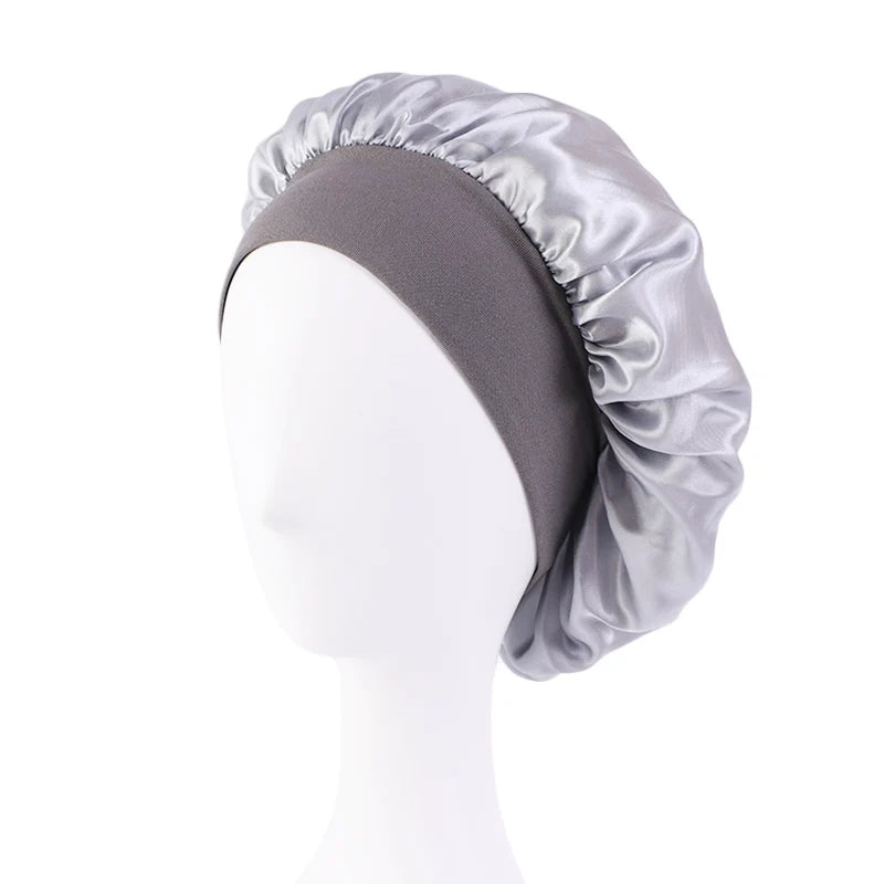 Satin Sleep Bonnet — Wide Brim Hair Care Cap for All Hair Types