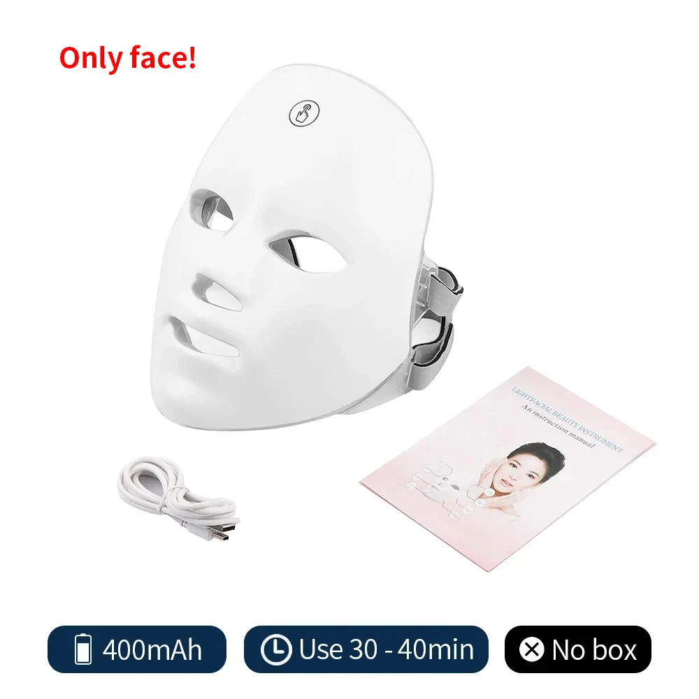 7-Color LED Light Therapy Face Mask — Wireless Photon Skin Rejuvenation & Neck Tightening