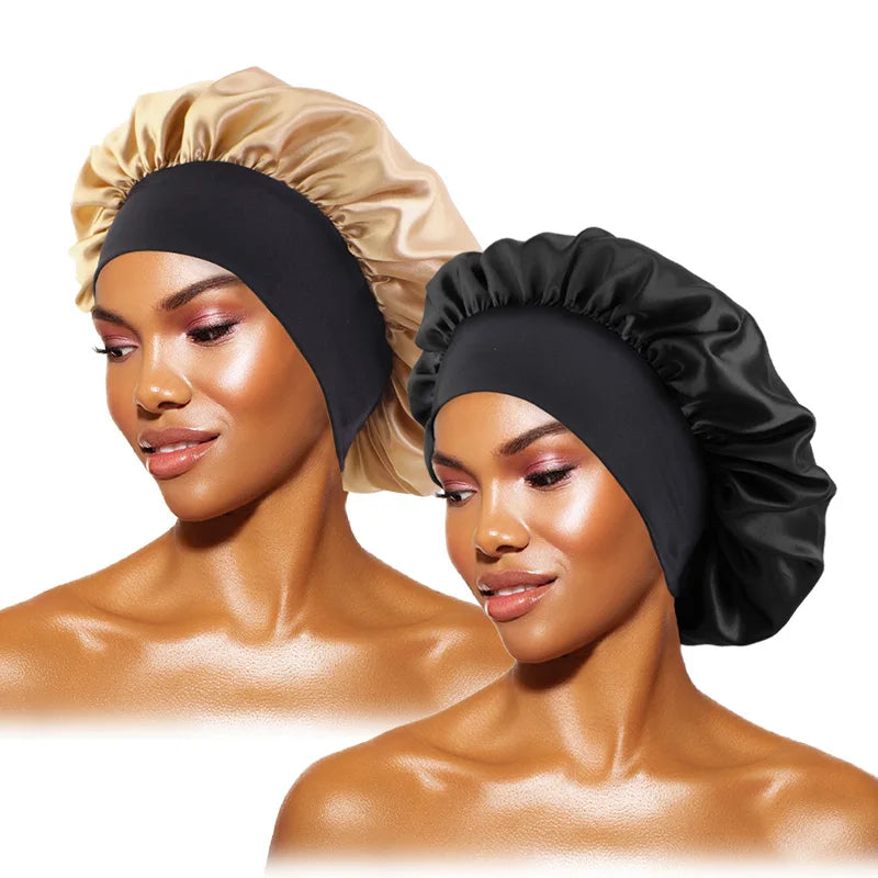 Satin Sleep Bonnet — Wide Brim Hair Care Cap for All Hair Types