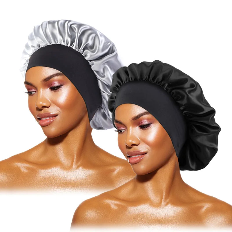 Satin Sleep Bonnet — Wide Brim Hair Care Cap for All Hair Types