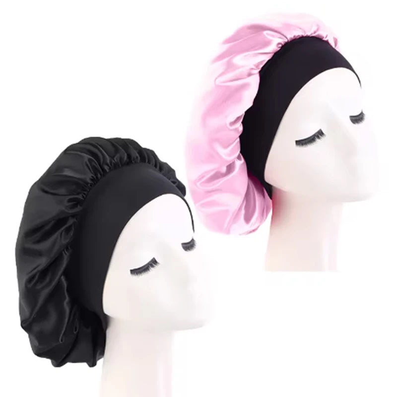 Satin Sleep Bonnet — Wide Brim Hair Care Cap for All Hair Types