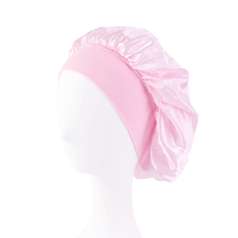 Satin Sleep Bonnet — Wide Brim Hair Care Cap for All Hair Types