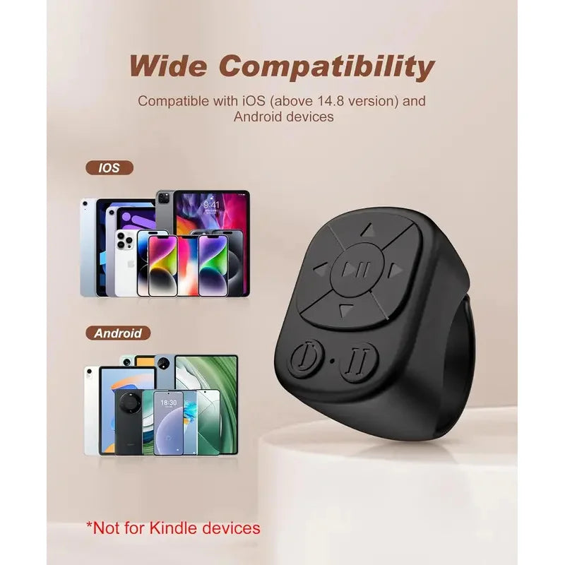 Bluetooth Remote Control Ring — Camera Shutter & Page Turner for iPhone & iPad
