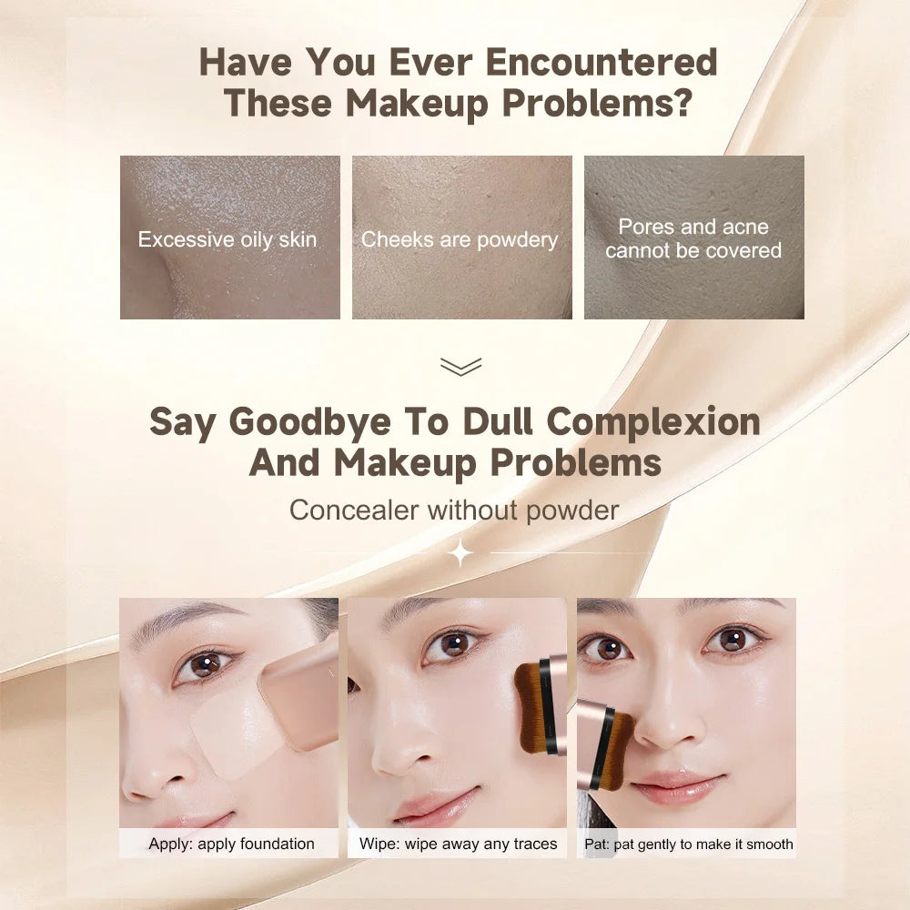 Double-Headed Foundation Stick with Brush — Full Coverage Concealer & Blender
