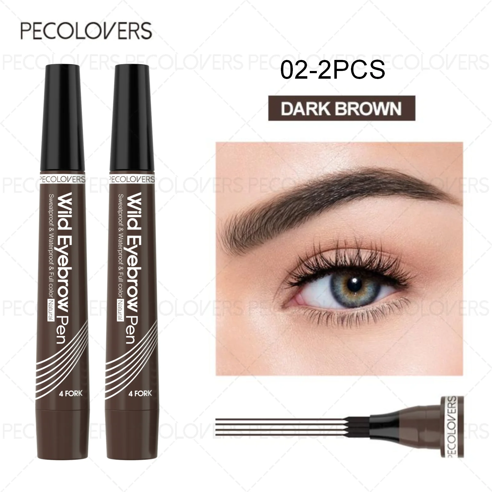 4-Fork Microblading Eyebrow Pen — Waterproof Hair Stroke Brow Tattoo Pencil