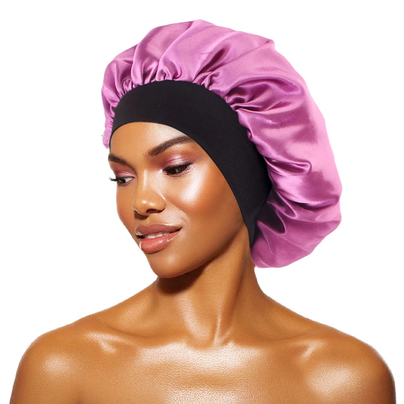 Satin Sleep Bonnet — Wide Brim Hair Care Cap for All Hair Types