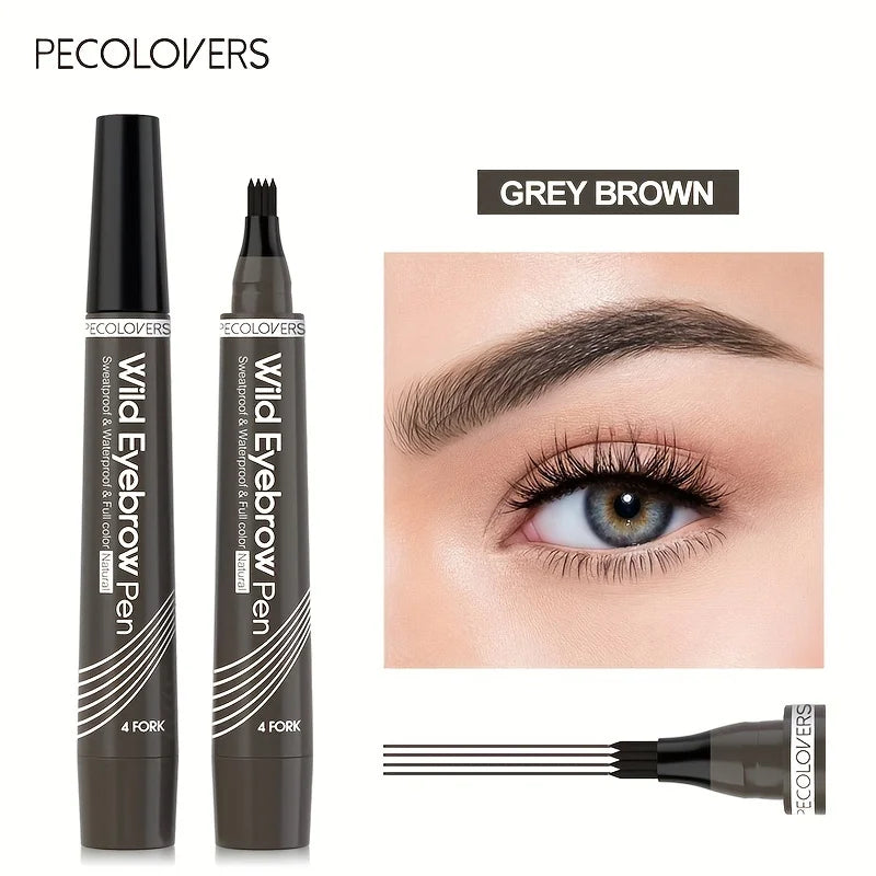 4-Fork Microblading Eyebrow Pen — Waterproof Hair Stroke Brow Tattoo Pencil