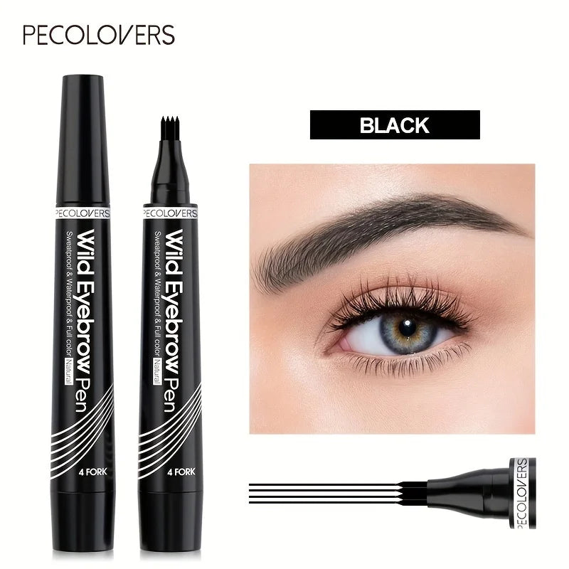4-Fork Microblading Eyebrow Pen — Waterproof Hair Stroke Brow Tattoo Pencil