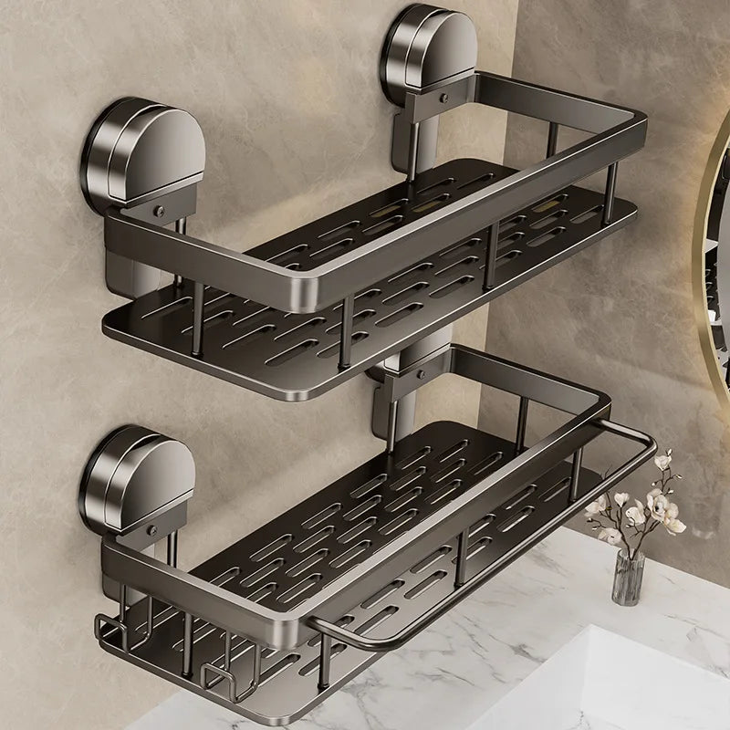 Suction Cup Bathroom Shelf — No Drill Wall Mounted Organizer