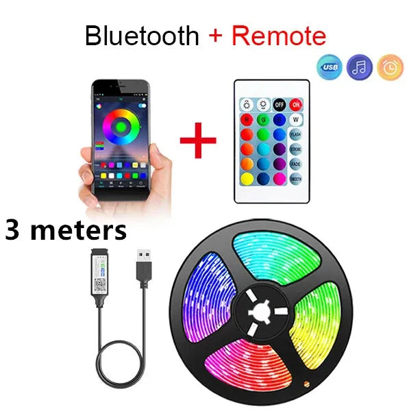 Bluetooth LED Strip Lights — RGB Smart App Control for Room & TV Backlight