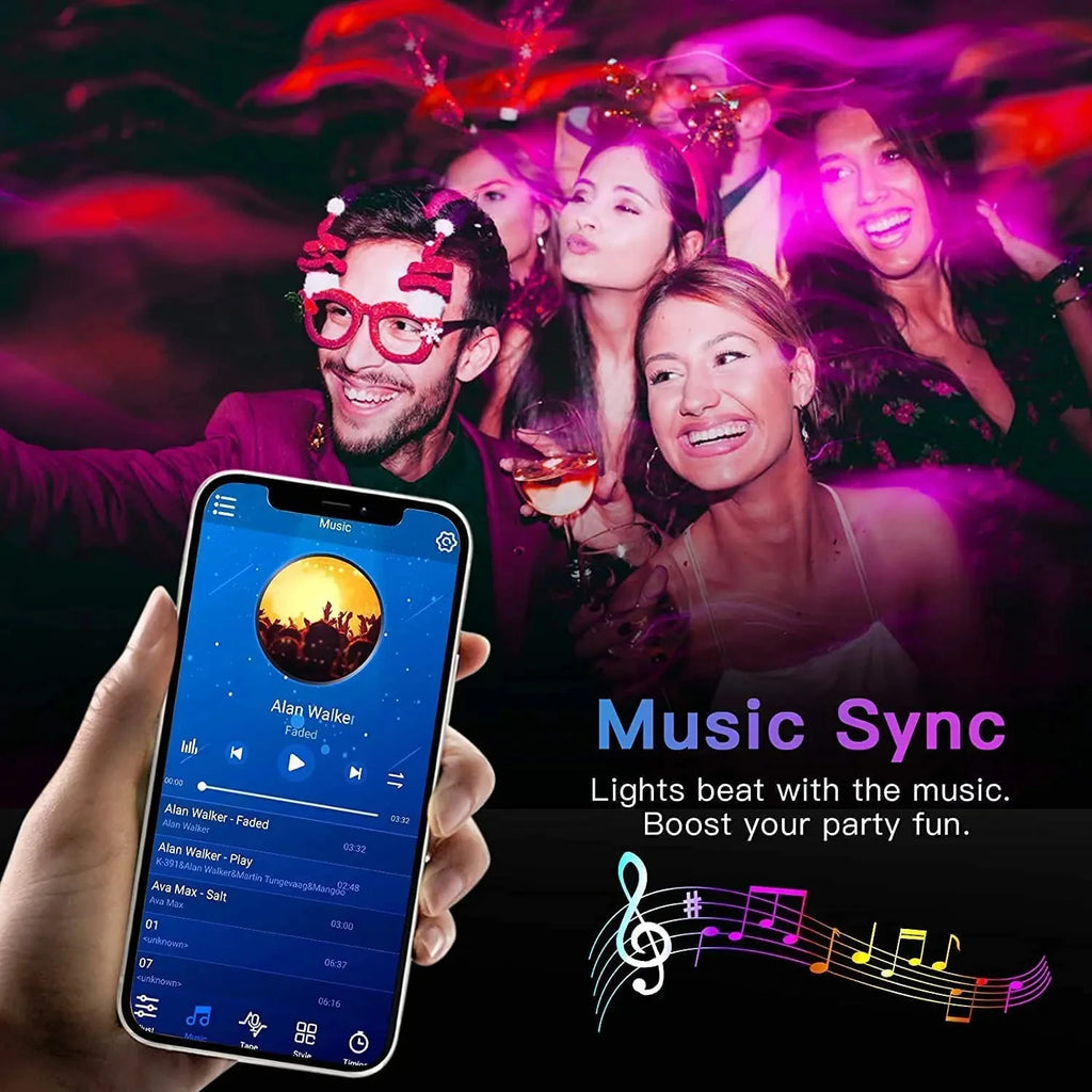 Bluetooth LED Strip Lights — RGB Smart App Control for Room & TV Backlight