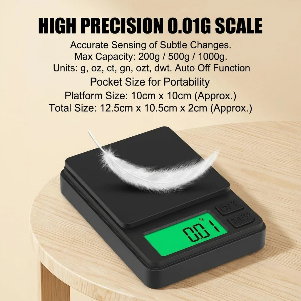 Digital Precision Pocket Scale — Backlit LCD Mini Scale for Jewelry & Food