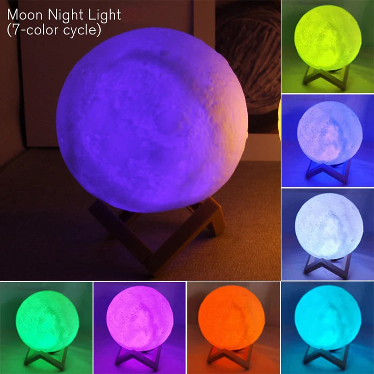 Moon Night Light — 3D LED Galaxy Lamp for Bedroom & Home Décor