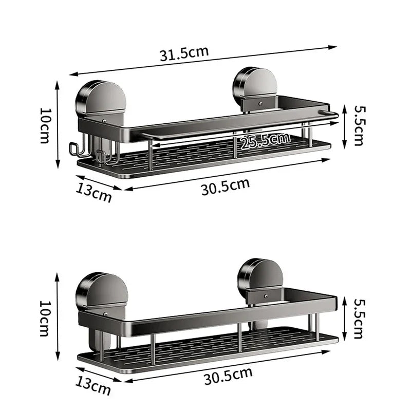 Suction Cup Bathroom Shelf — No Drill Wall Mounted Organizer