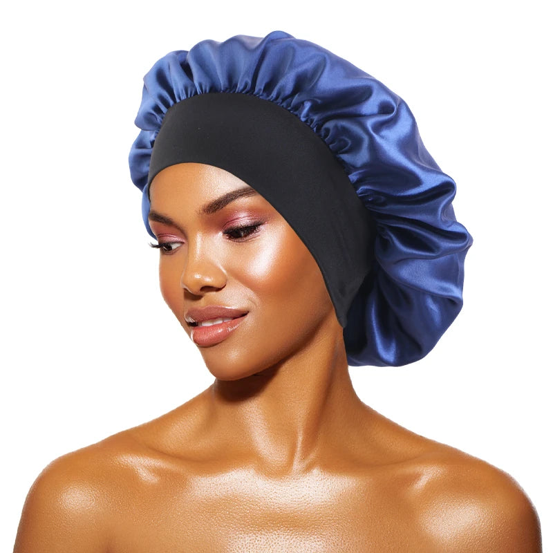 Satin Sleep Bonnet — Wide Brim Hair Care Cap for All Hair Types