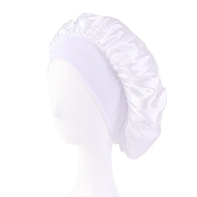 Satin Sleep Bonnet — Wide Brim Hair Care Cap for All Hair Types
