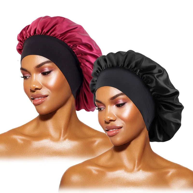Satin Sleep Bonnet — Wide Brim Hair Care Cap for All Hair Types