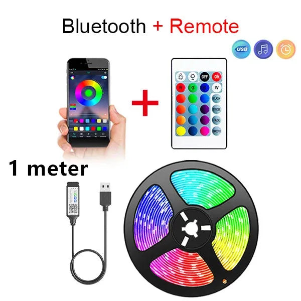 Bluetooth LED Strip Lights — RGB Smart App Control for Room & TV Backlight