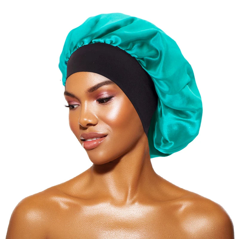 Satin Sleep Bonnet — Wide Brim Hair Care Cap for All Hair Types