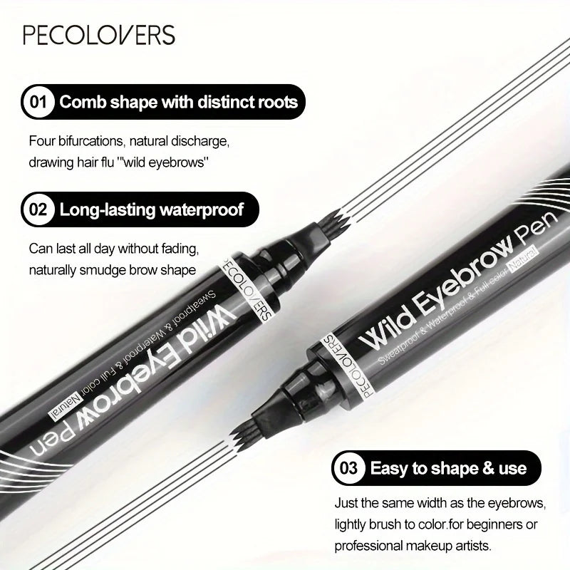 4-Fork Microblading Eyebrow Pen — Waterproof Hair Stroke Brow Tattoo Pencil