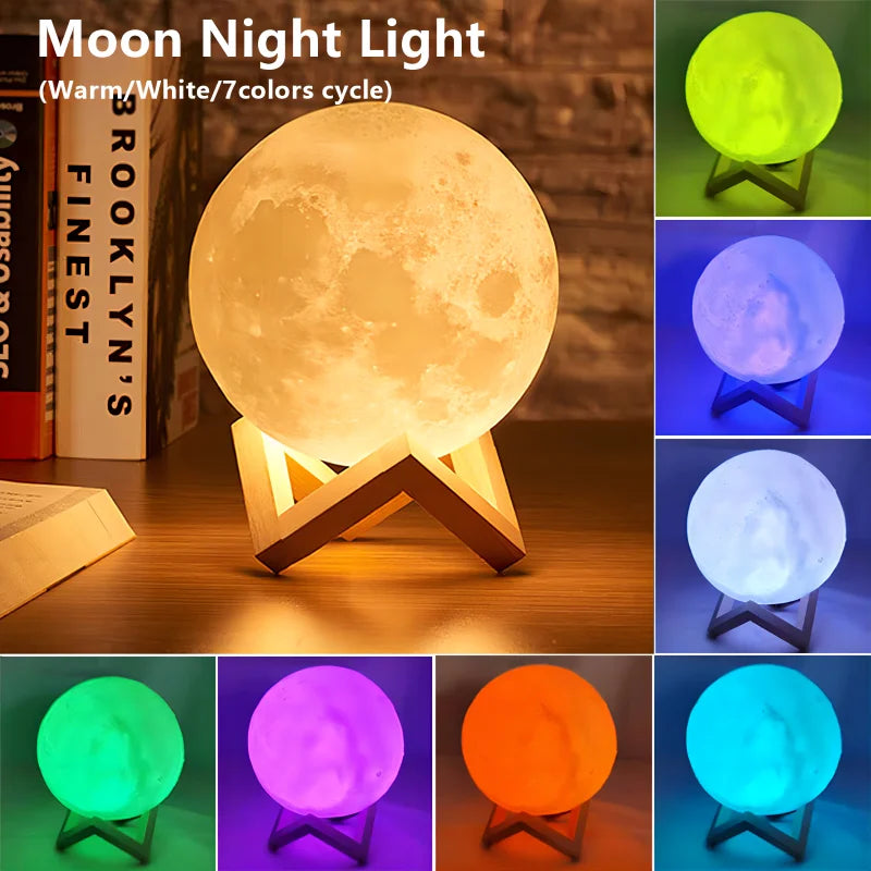 Moon Night Light — 3D LED Galaxy Lamp for Bedroom & Home Décor