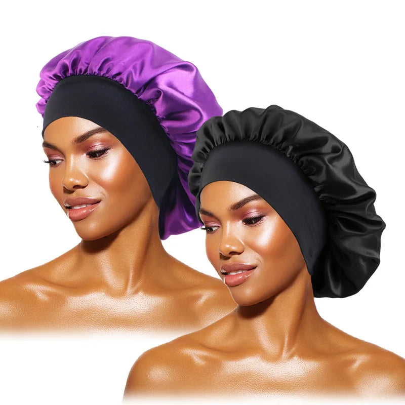 Satin Sleep Bonnet — Wide Brim Hair Care Cap for All Hair Types