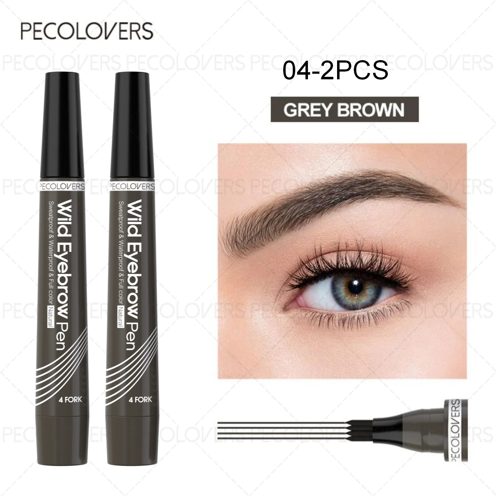 4-Fork Microblading Eyebrow Pen — Waterproof Hair Stroke Brow Tattoo Pencil