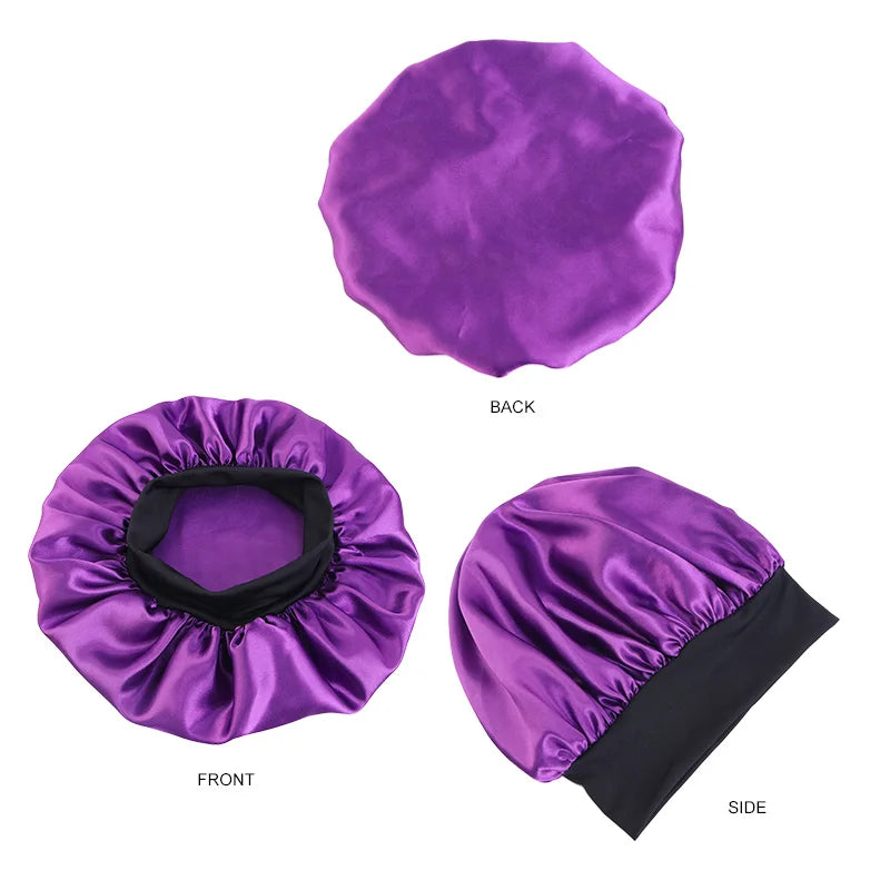 Satin Sleep Bonnet — Wide Brim Hair Care Cap for All Hair Types