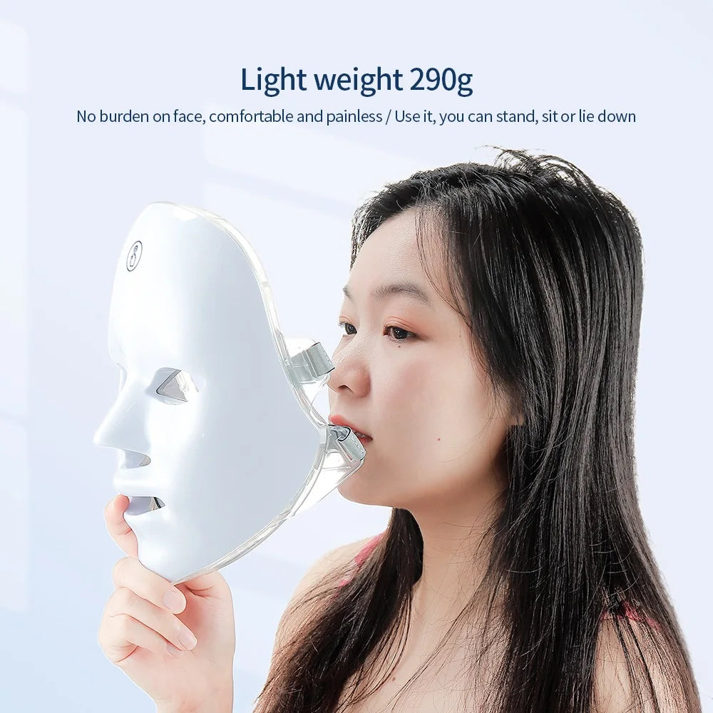 7-Color LED Light Therapy Face Mask — Wireless Photon Skin Rejuvenation & Neck Tightening